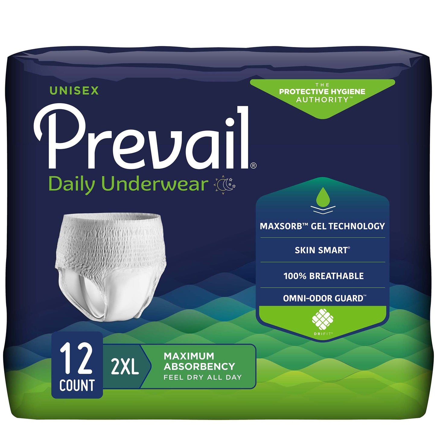 BRIEF, PULL-ON PREVAIL SUP ABSRB 2XLG
