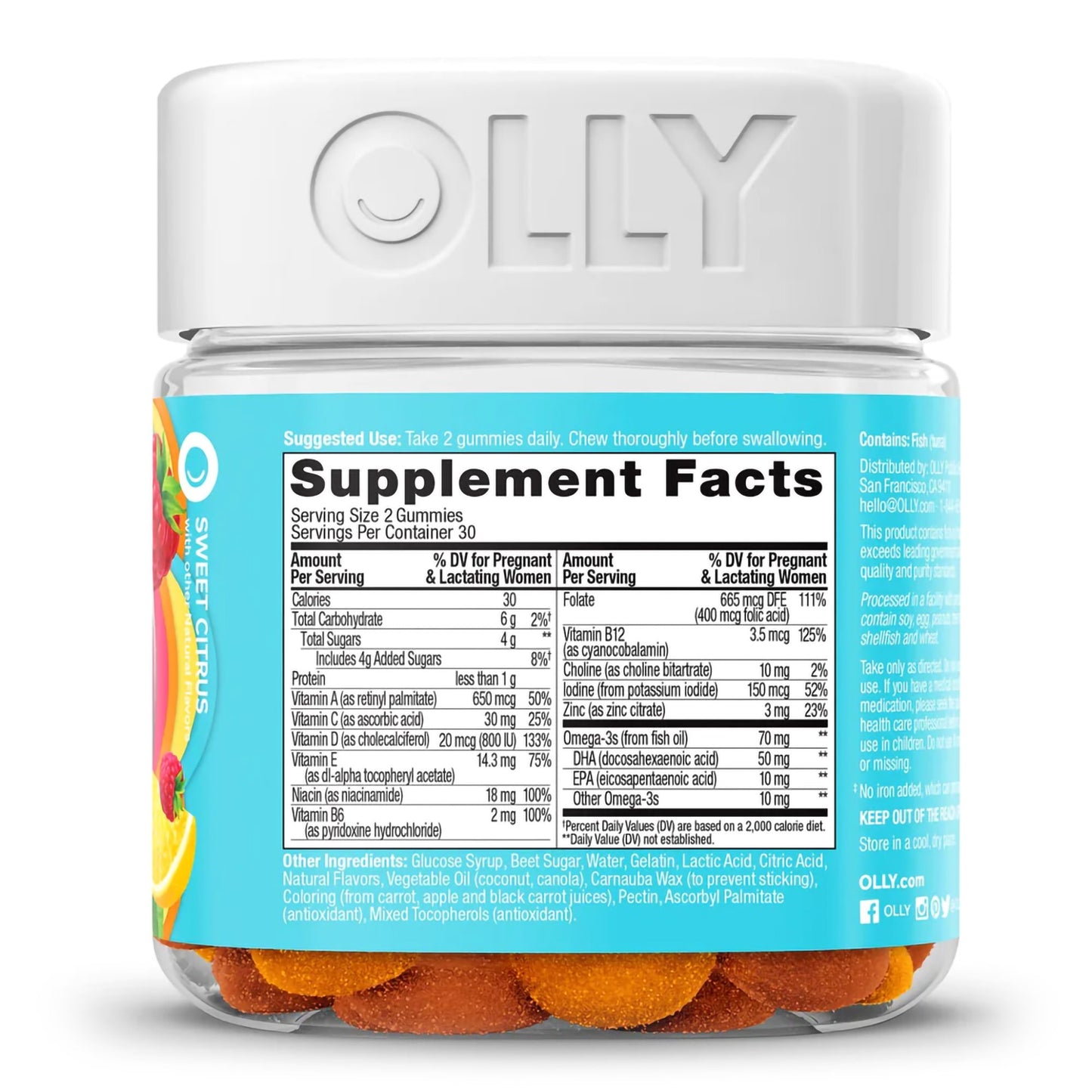 OLLY, GUMMY PRENATAL FOLIC ACID+DHA CIT