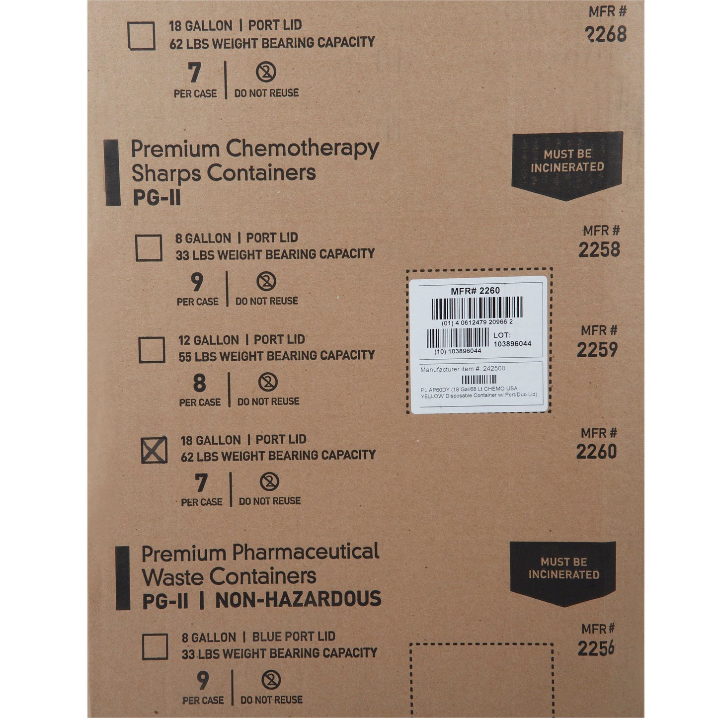 CONTAINER, SHARPS CHEMO YLW 18GL