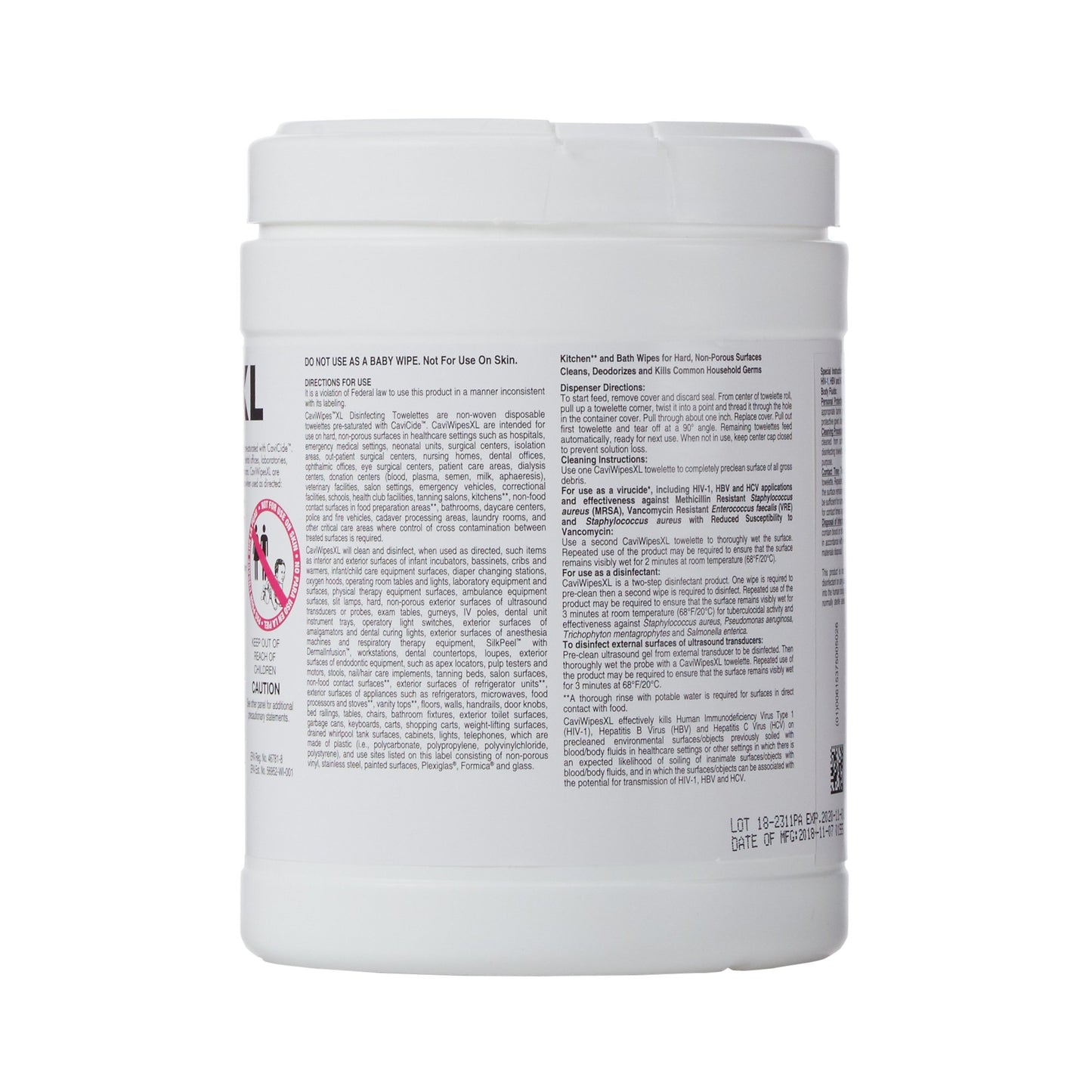 WIPE, DISINFECTANT CAVIWIPES XLG 10"X12"