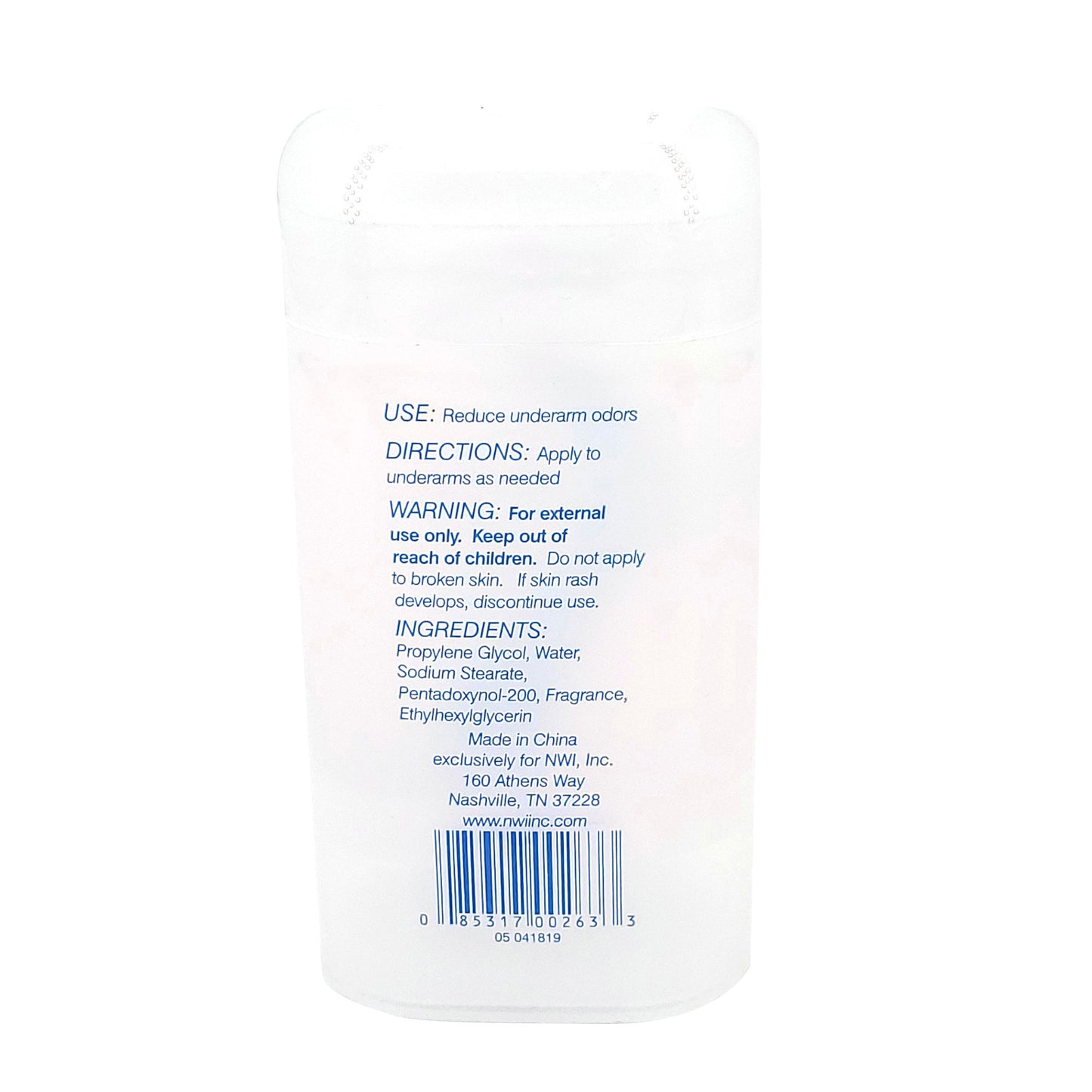 DEODORANT, STICK ALCOHOL FREE