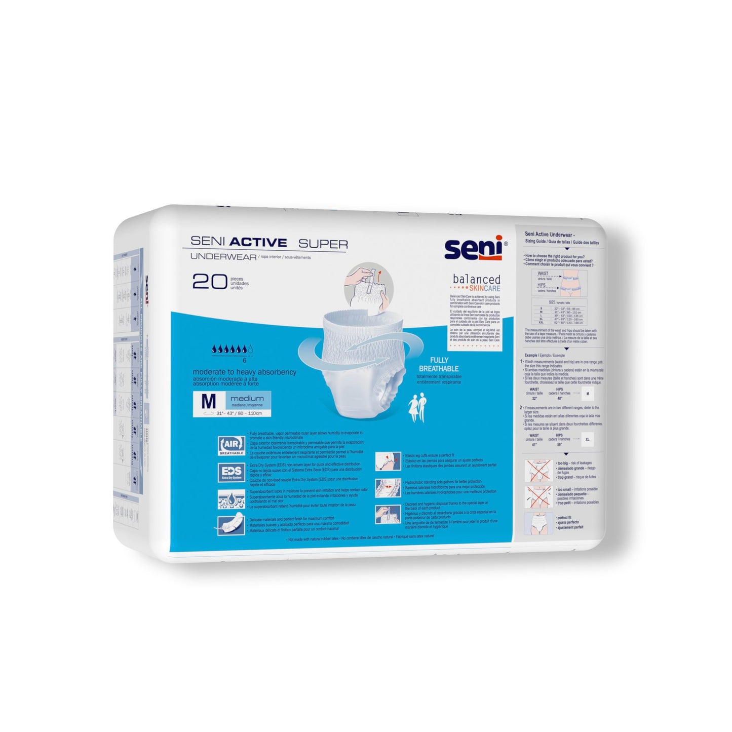 UNDERWEAR, INCONT ACTIVE SUPERMED 31"-43"