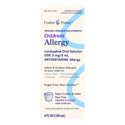 LORATADINE, SYRP FT CHILDRENSALLERGY SUG/FREE GRAPE 4OZ