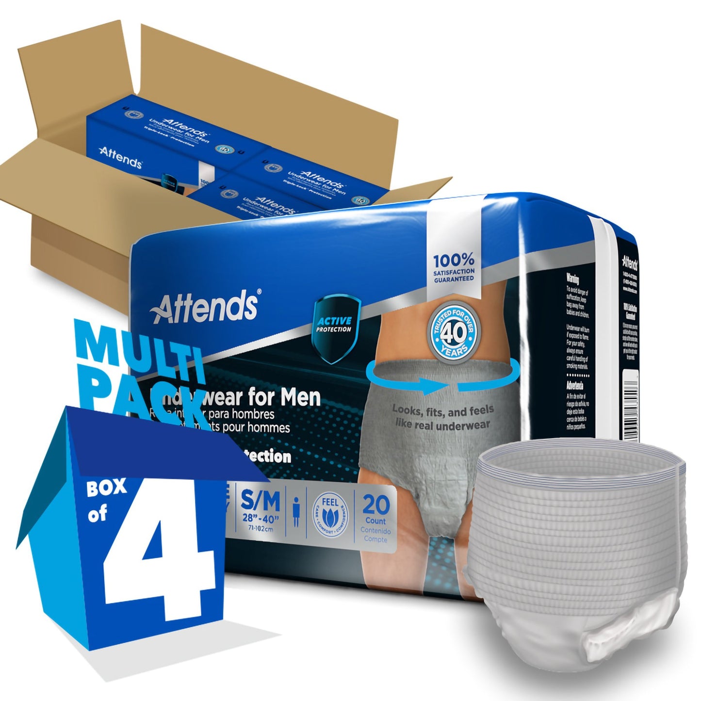 UNDERWEAR, ATTENDS ULT MALE SM/MED
