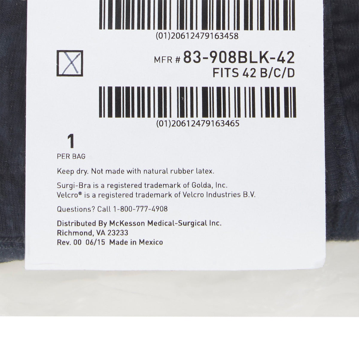 SUPPORT, SURGI-BRA II BREAST COTTON BLK LF 42B/C/D MGM83
