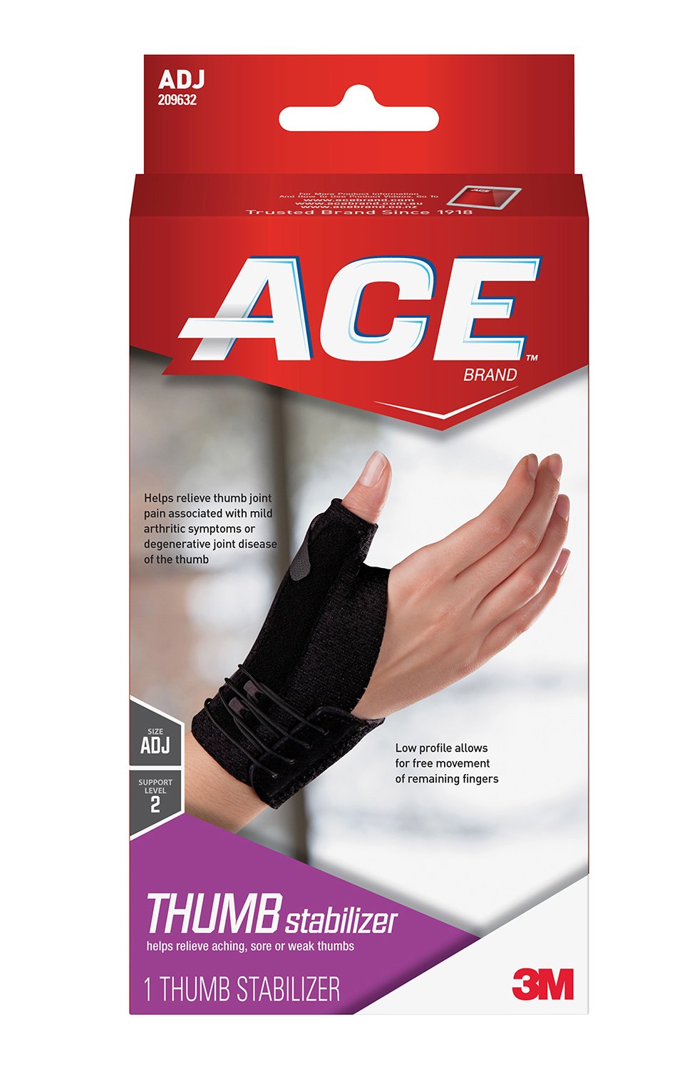 THUMB STABILIZER, ACE ADJ BLK