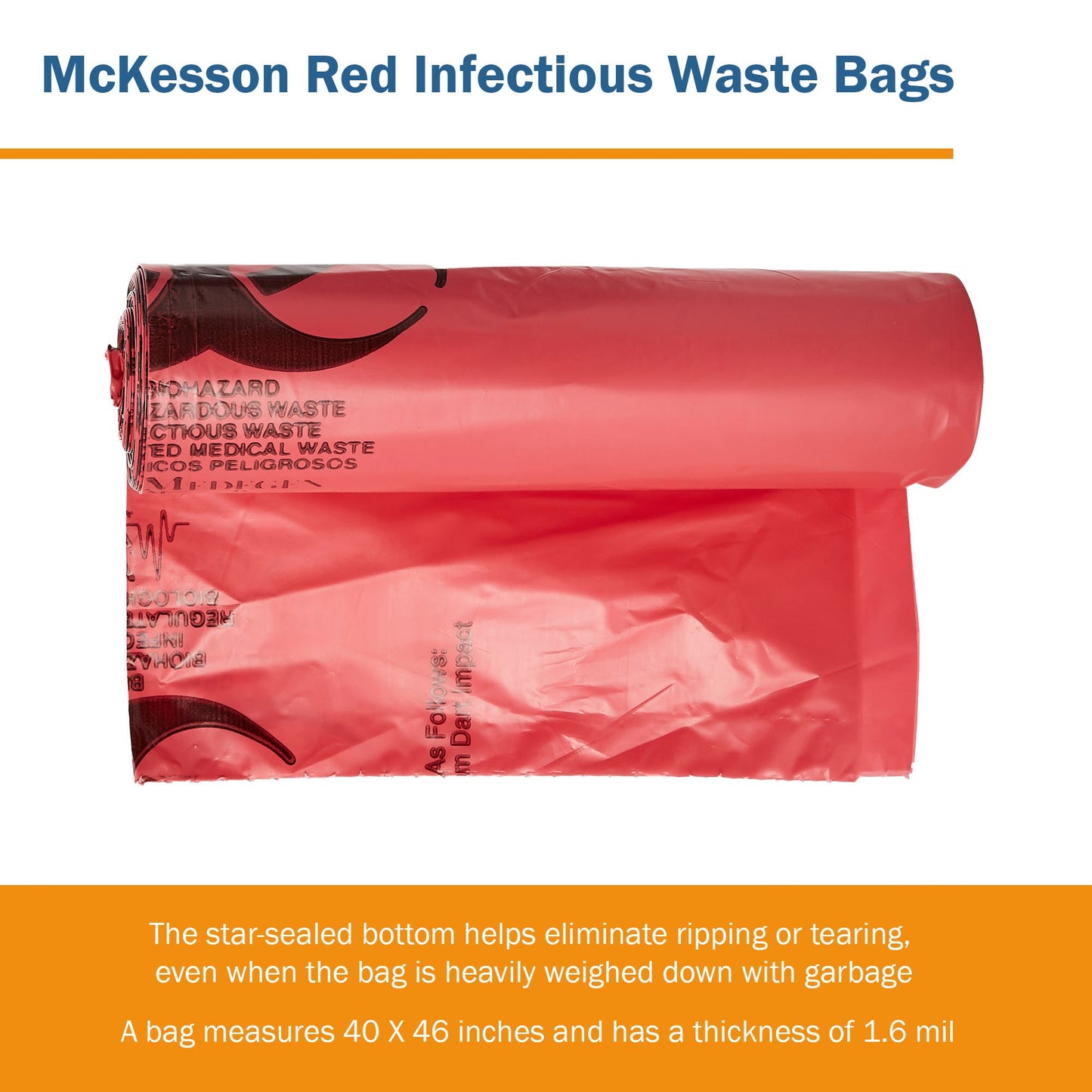 BAG, BIOHAZ HD LLDPE RED 40X461.6MIL
