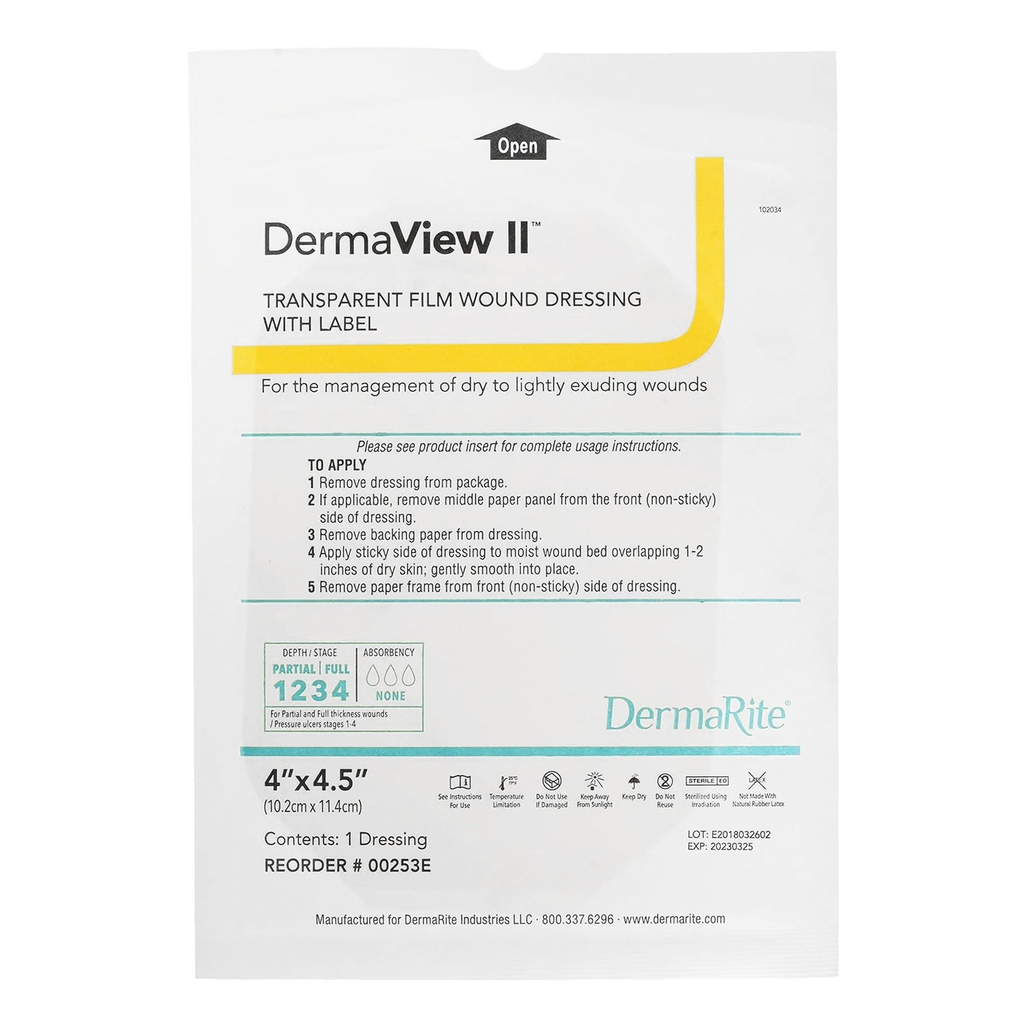 DRESSING, DERMAVIEW II 4"X5"
