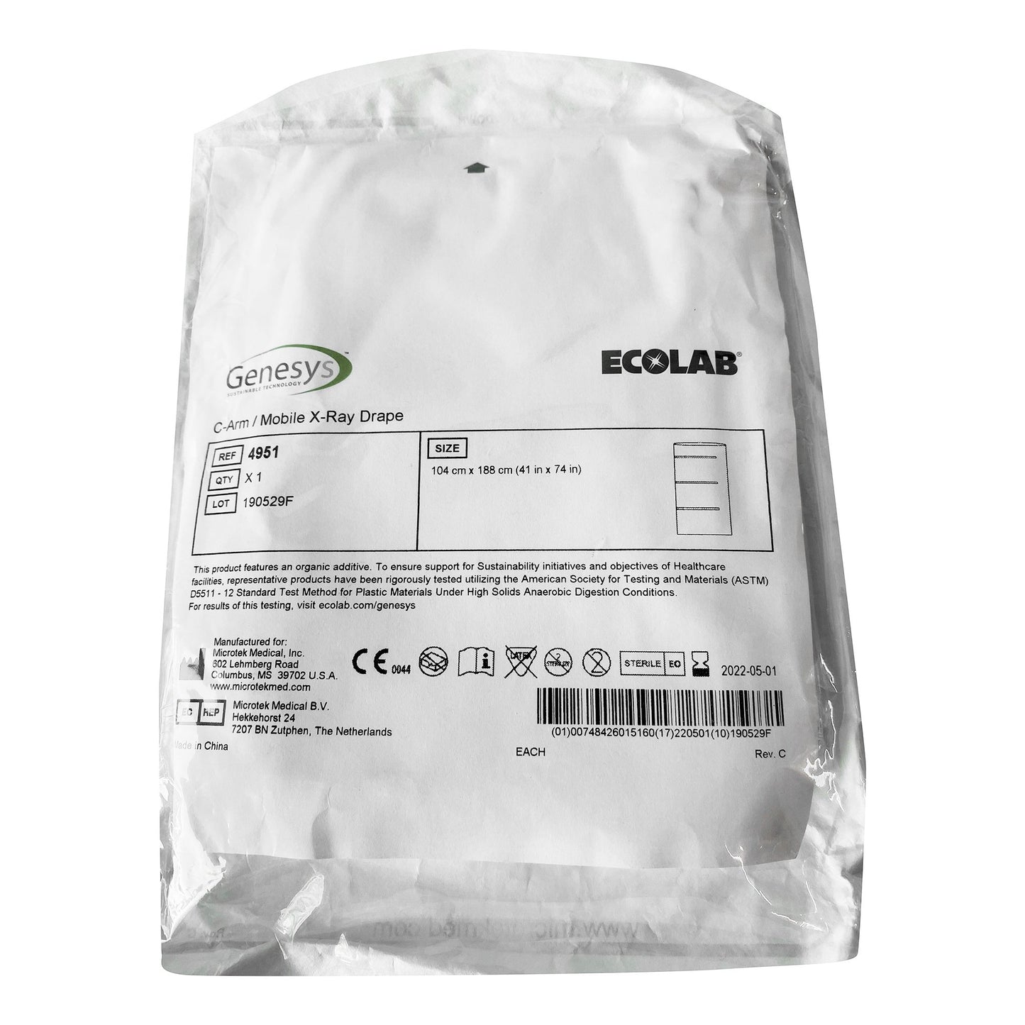 DRAPE, X-RAY W/POLY STRAPS MICRTK