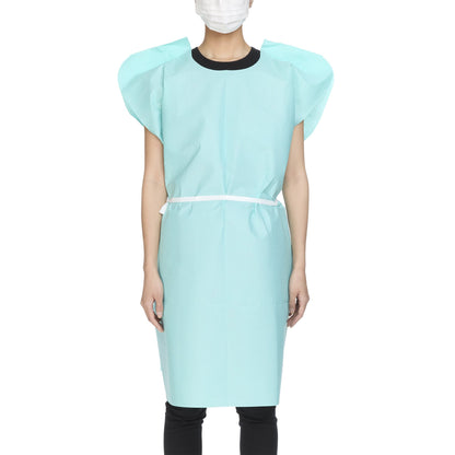 GOWN, EXAM T/P/T F/B OPN TEAL30X42