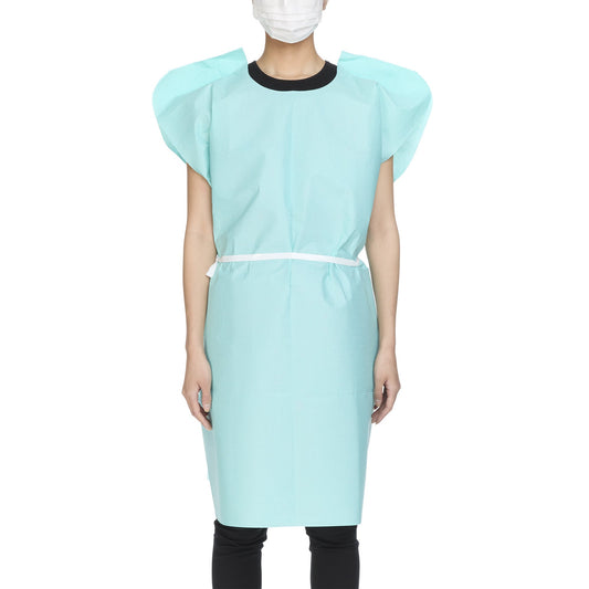 GOWN, EXAM T/P/T F/B OPN TEAL30X42