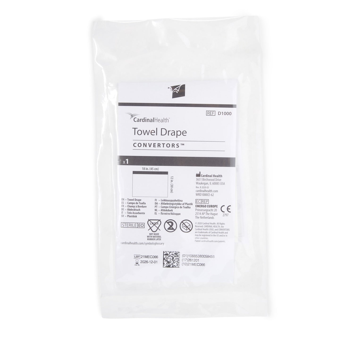 DRAPE, SURG TOWEL ADH PLAS SM12"X18"