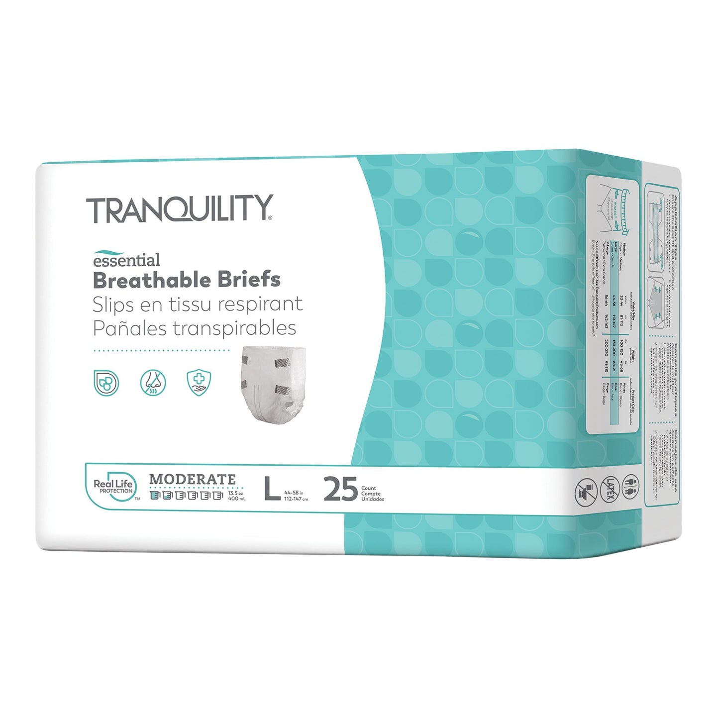 BRIEF, INCONT TRANQ ESSENT BRTHABL WHT LG