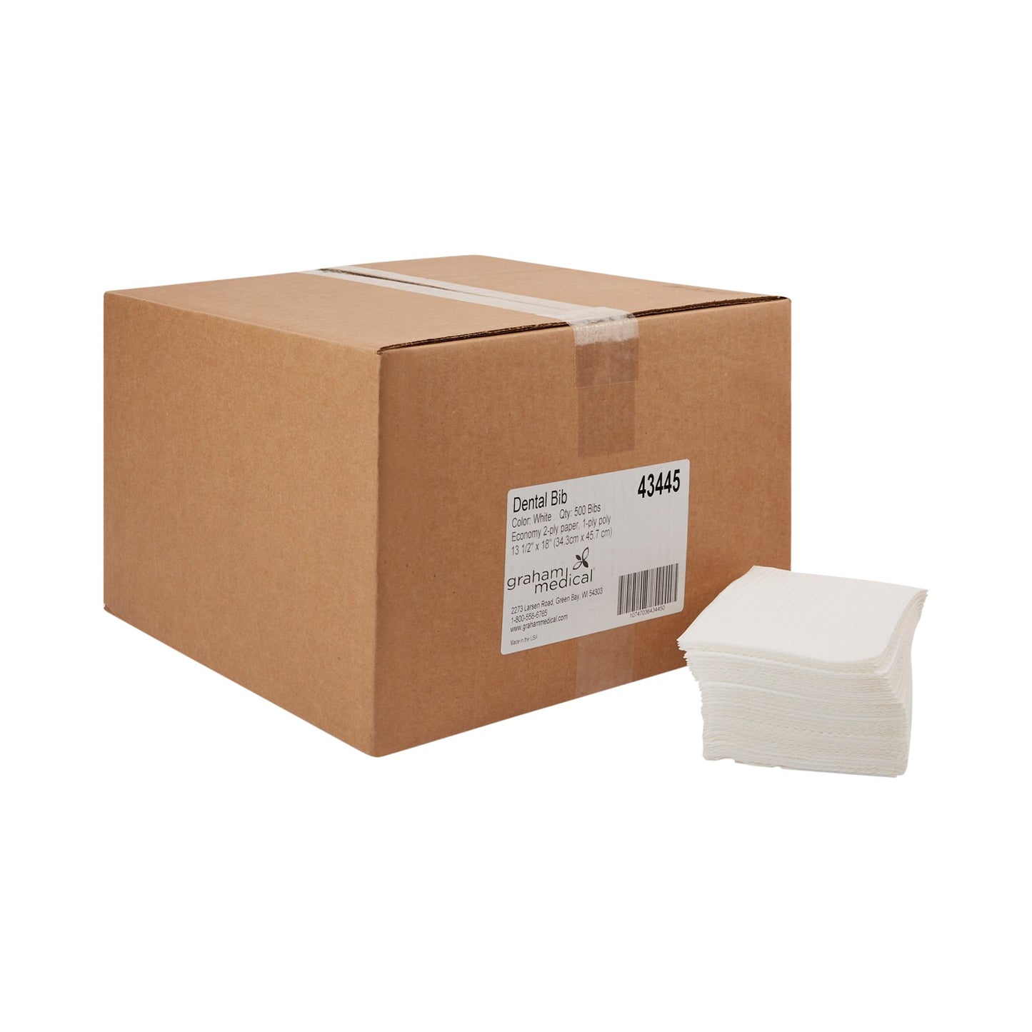 BIB, DENTAL TTP WHT 13.5"X18"