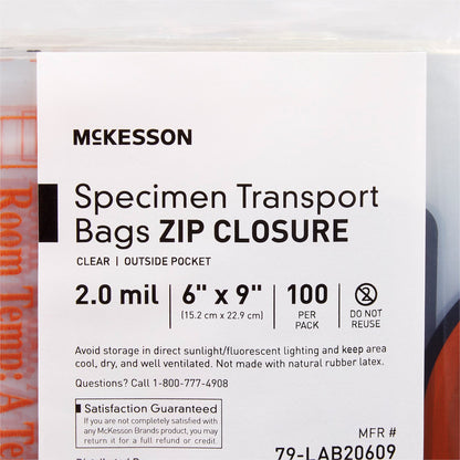 BAG, SPCMN BIOHAZ OUTSIDE PCKT6"X9"