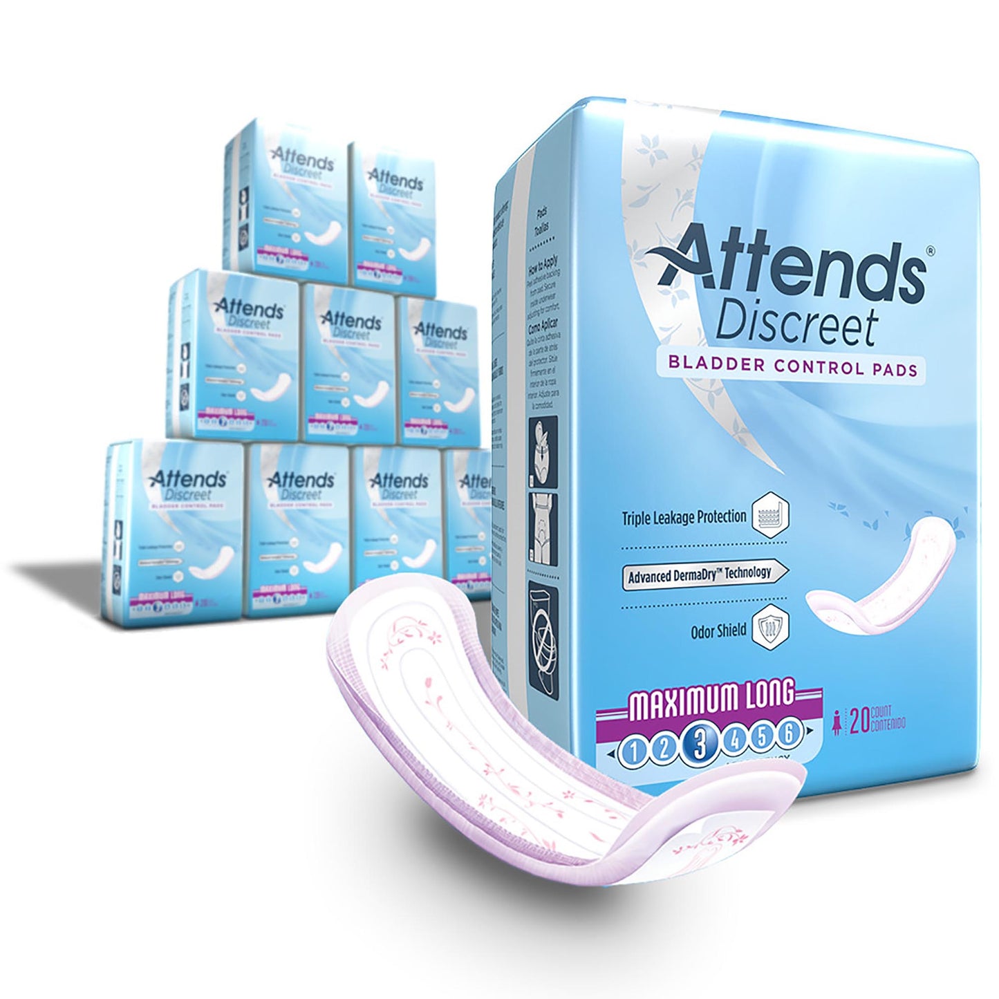 PAD, BLADDER CNTRL ATTENDS DISCREET MAX LONG