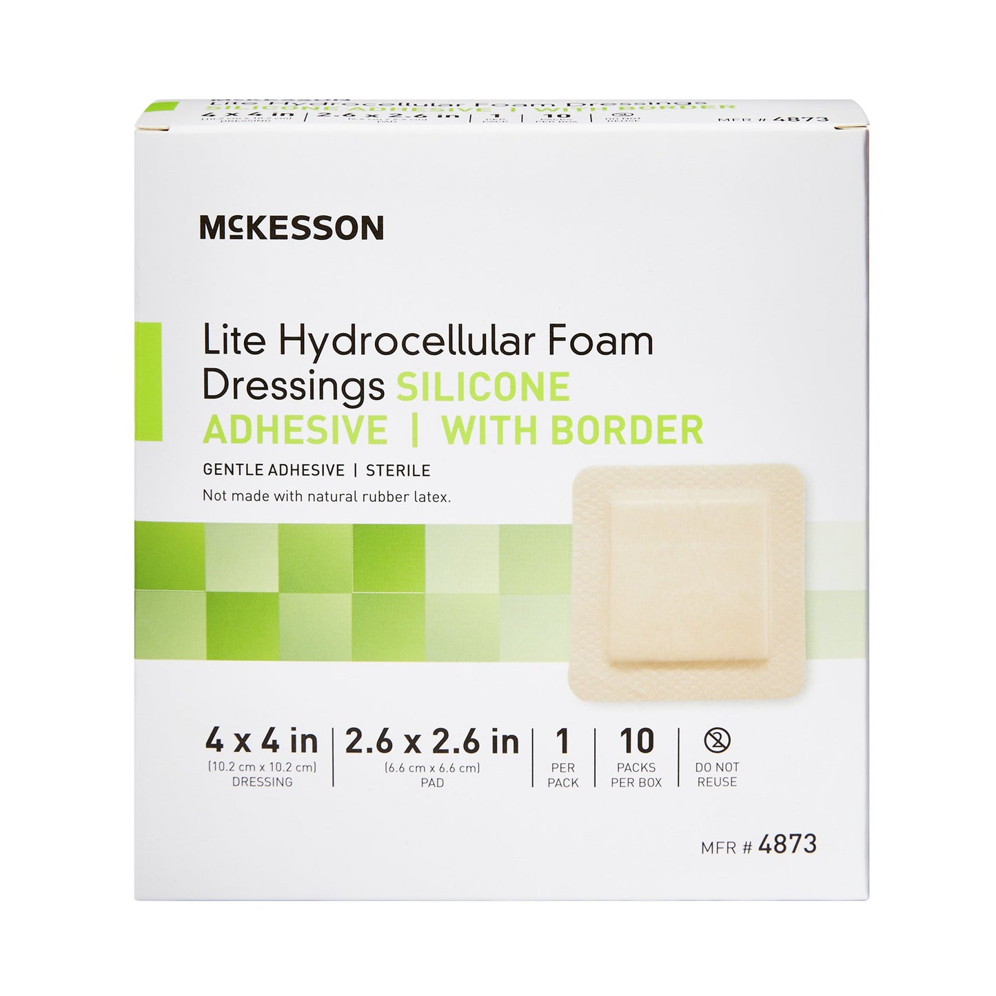 FOAM, ADH SIL LT W/BORDER 4"X4"