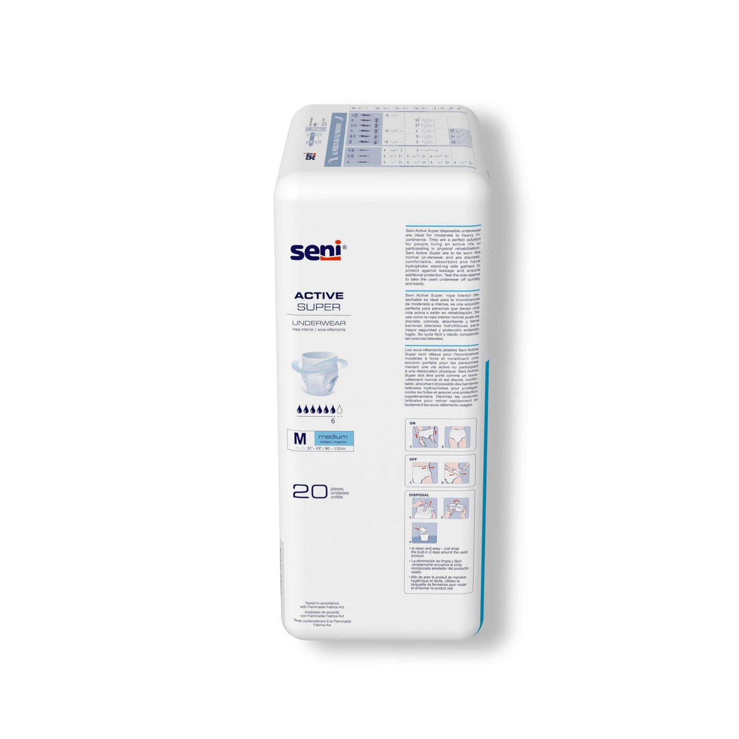 UNDERWEAR, INCONT ACTIVE SUPERMED 31"-43"