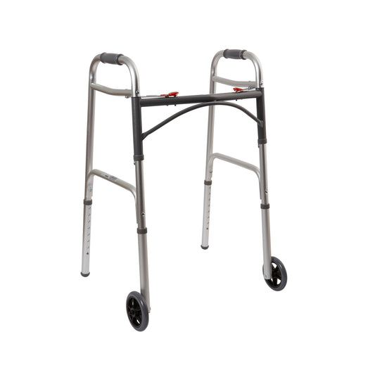 WALKER, FLD ALUM W/5" WHLS ADLT 350LBS