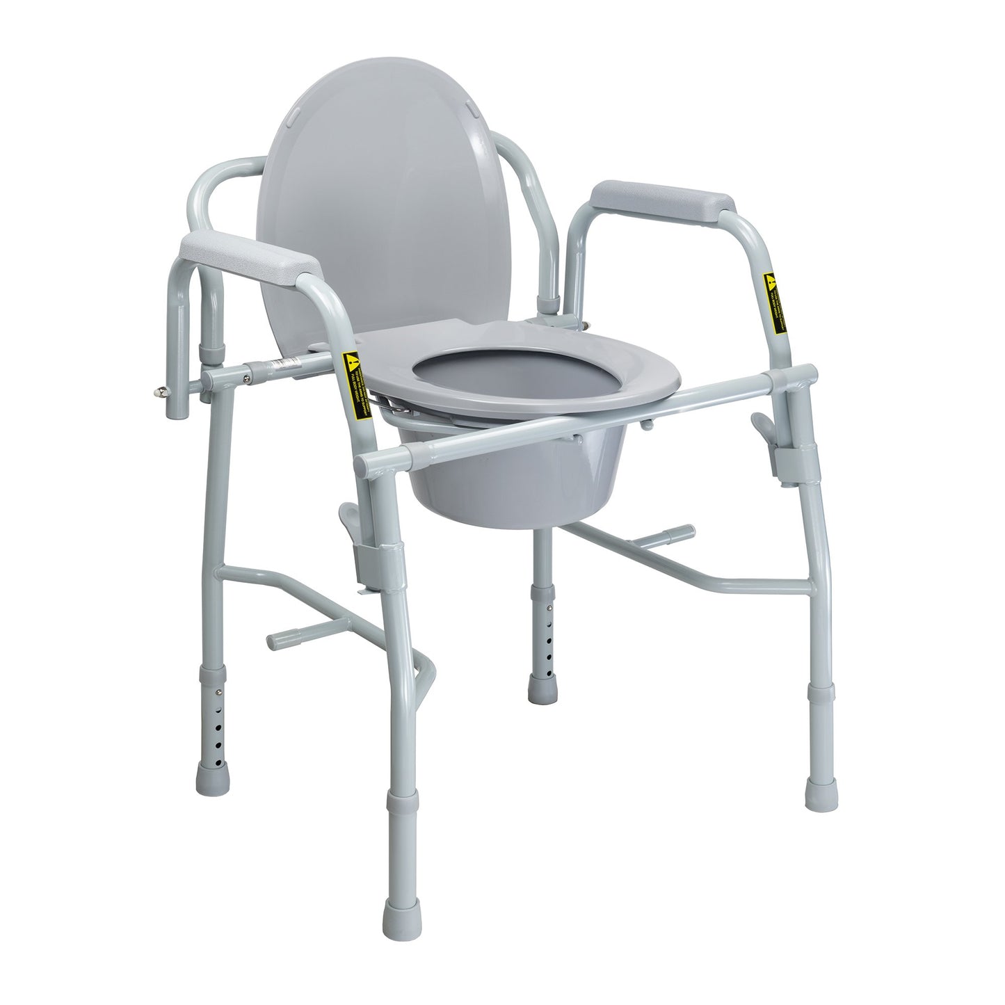 COMMODE, N/FLDING STEEL FRAMEW/DROP ARM 300LB GRY