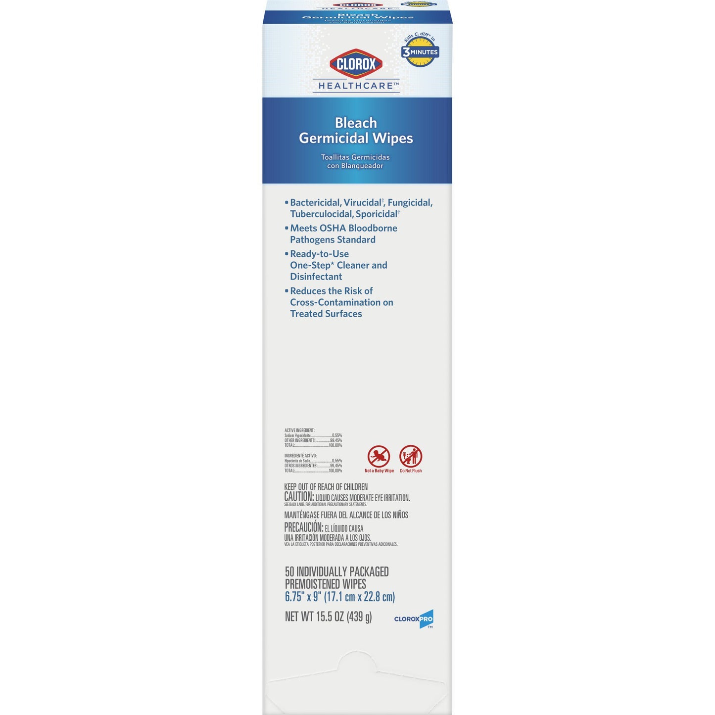 WIPE, DISINF CLOROX WHT 6.7"X9"