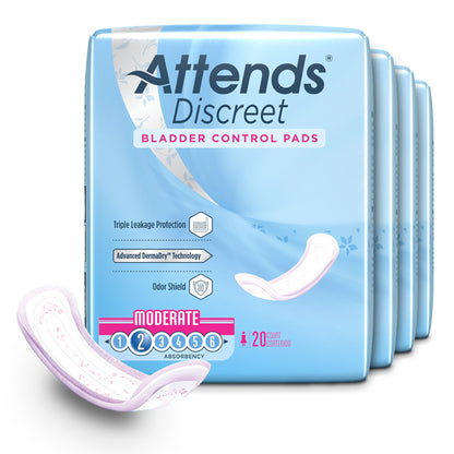 PAD, BLADDER CNTRL ATTENDS DISCREET MODERATE