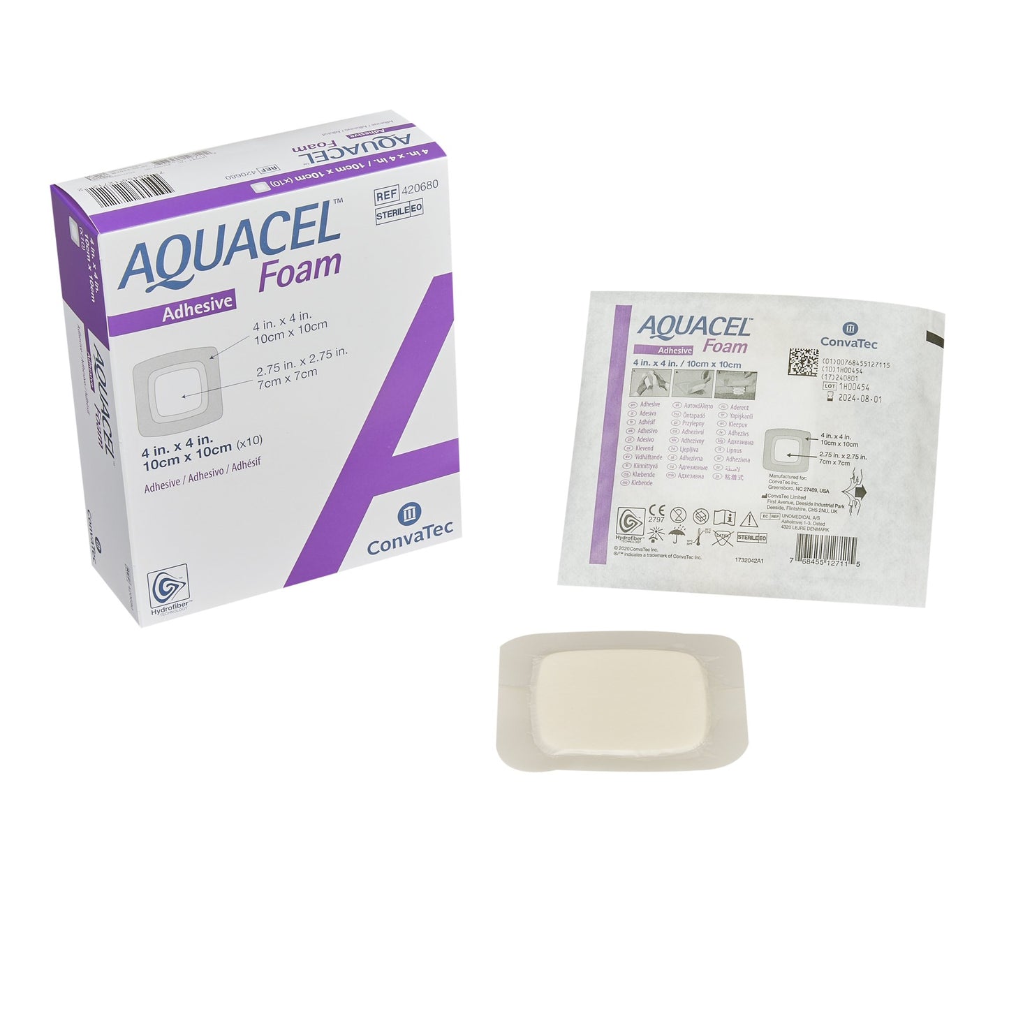DRESSING, WOUND AQUACEL ADH FOAM 4"X4"