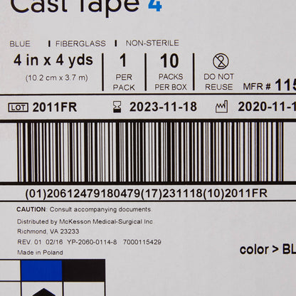 TAPE, CAST BLU LF 4"X4YDS