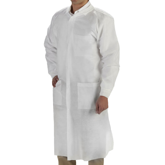 COAT, LAB LABMATES 3PCKT KNITCOLLAR CUFFS WHT 2XLG