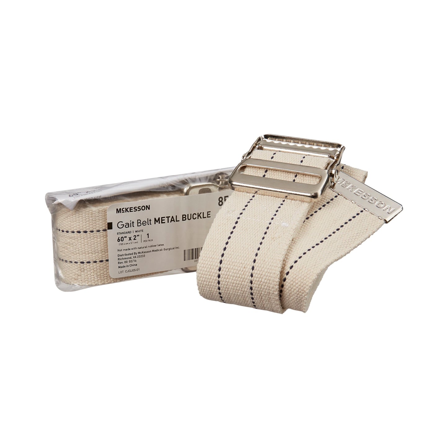 BELT, GAIT W/METAL BUCKLE WHT60"