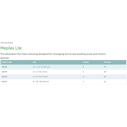 DRESSING, MEPILEX LITE 4"X4"