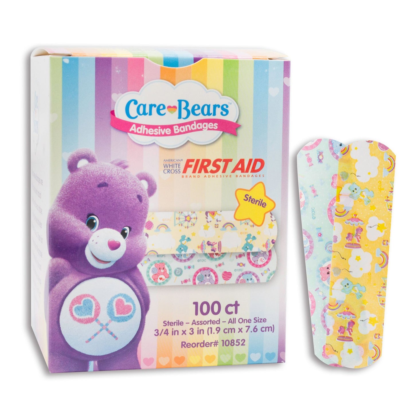 BANDAGE, ADHSV STAT STRIP CAREBEARS 3/4X3"