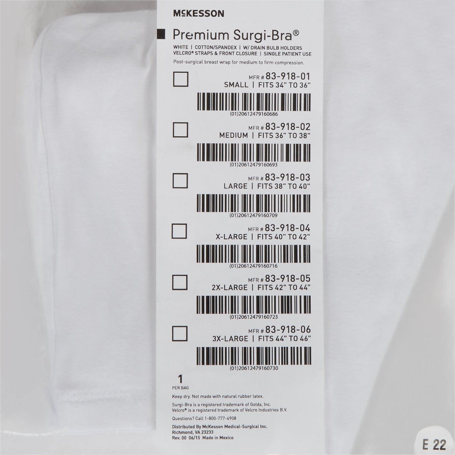 SUPPORT, SURGI-BRA BREAST COTTON WHT XLG LF MGM83