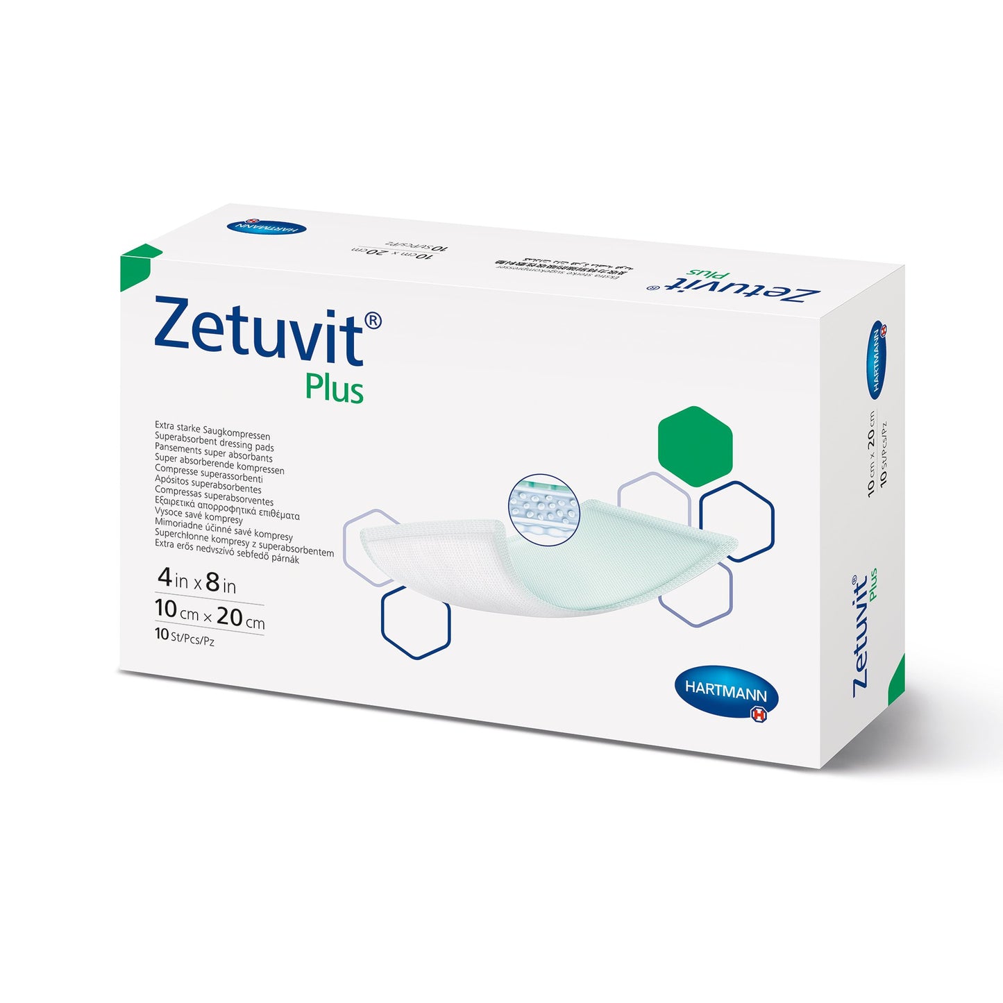 DRESSING, WOUND ZETUVIT PLUS W/SAP 4"X8"