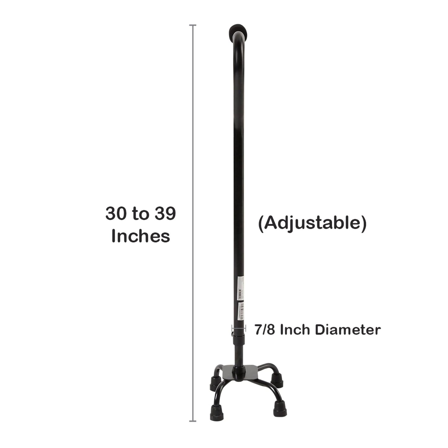 CANE, QUAD/SM BASE STEEL BLK