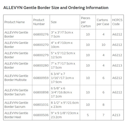 DRESSING, ALLEVYN GENTLE BRDR5"X5"