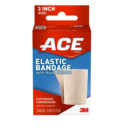 BANDAGE, ELAS ACE W/SINGLE HOOK & LOOP CLSR 3"X5YD