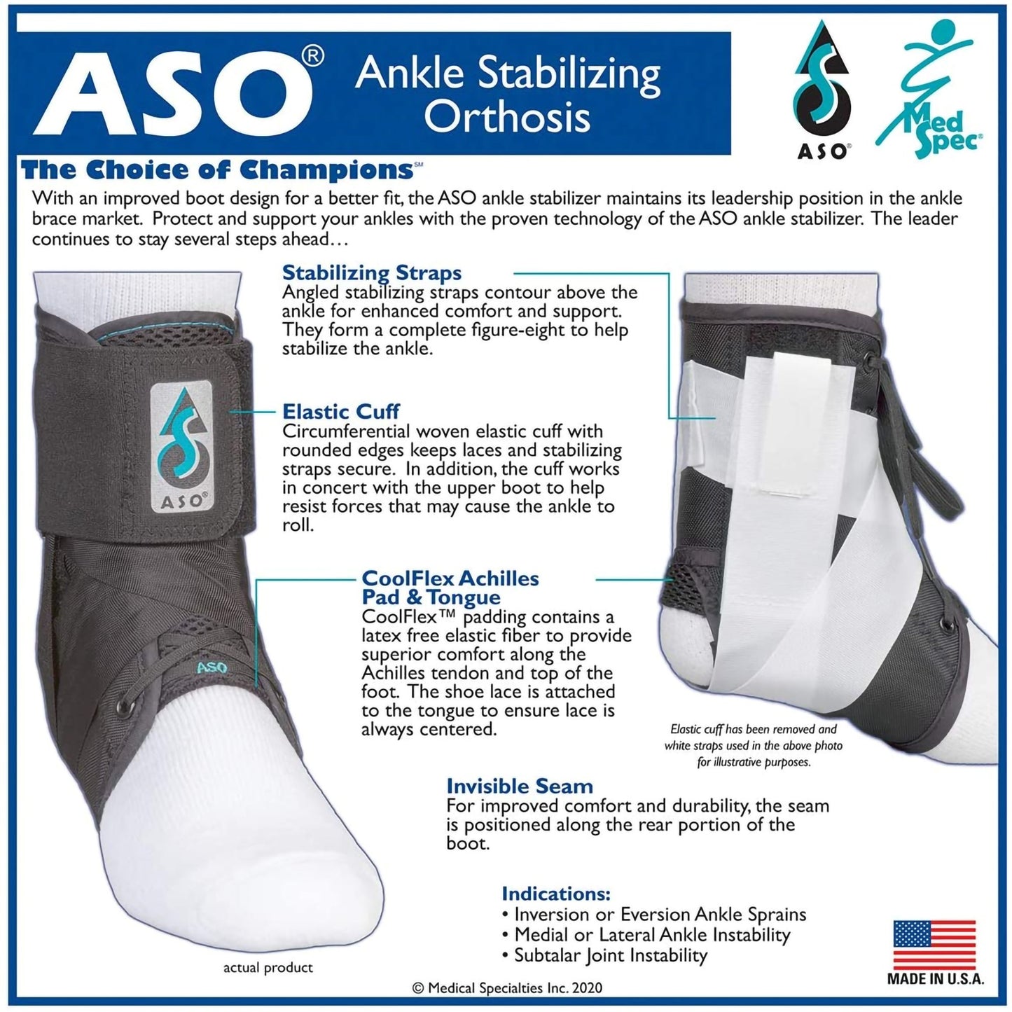 ANKLE BRACE, ASO SPEED LACER MED MDSPEC