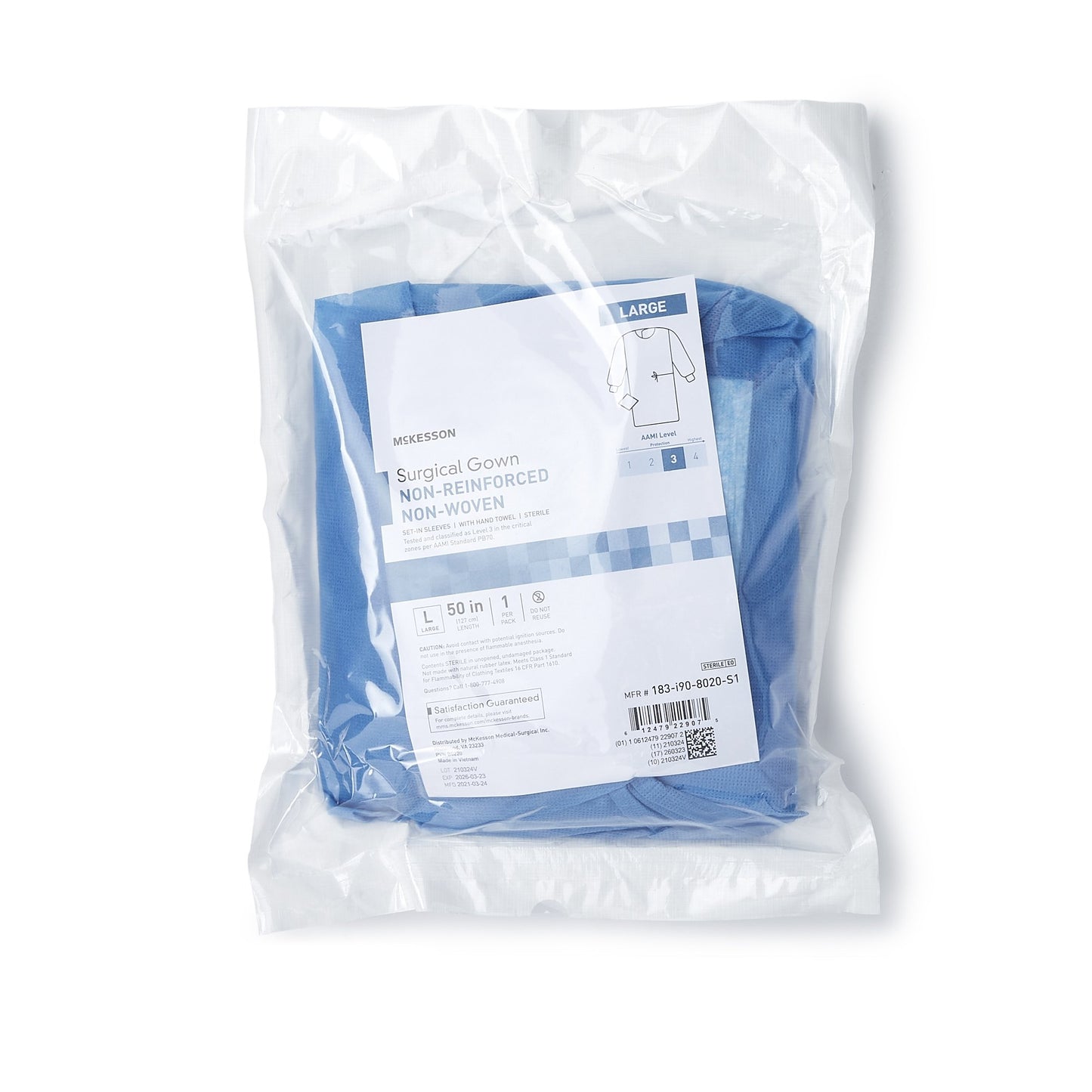 GOWN, SURG N/WOVEN STR N/REINFSET-IN W/TOWEL LG