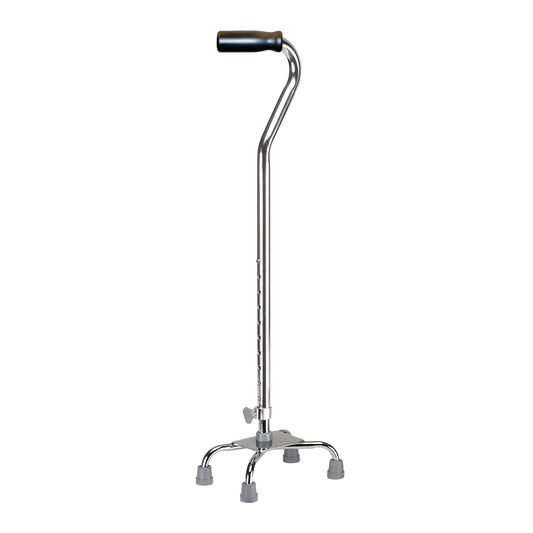 CANE, QUAD W/CONTRD GRIP CHROME SM