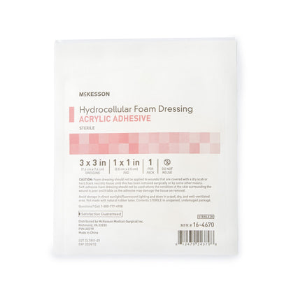 DRESSING, HYDROCELLULAR ADH STR FOAM 3"X3"
