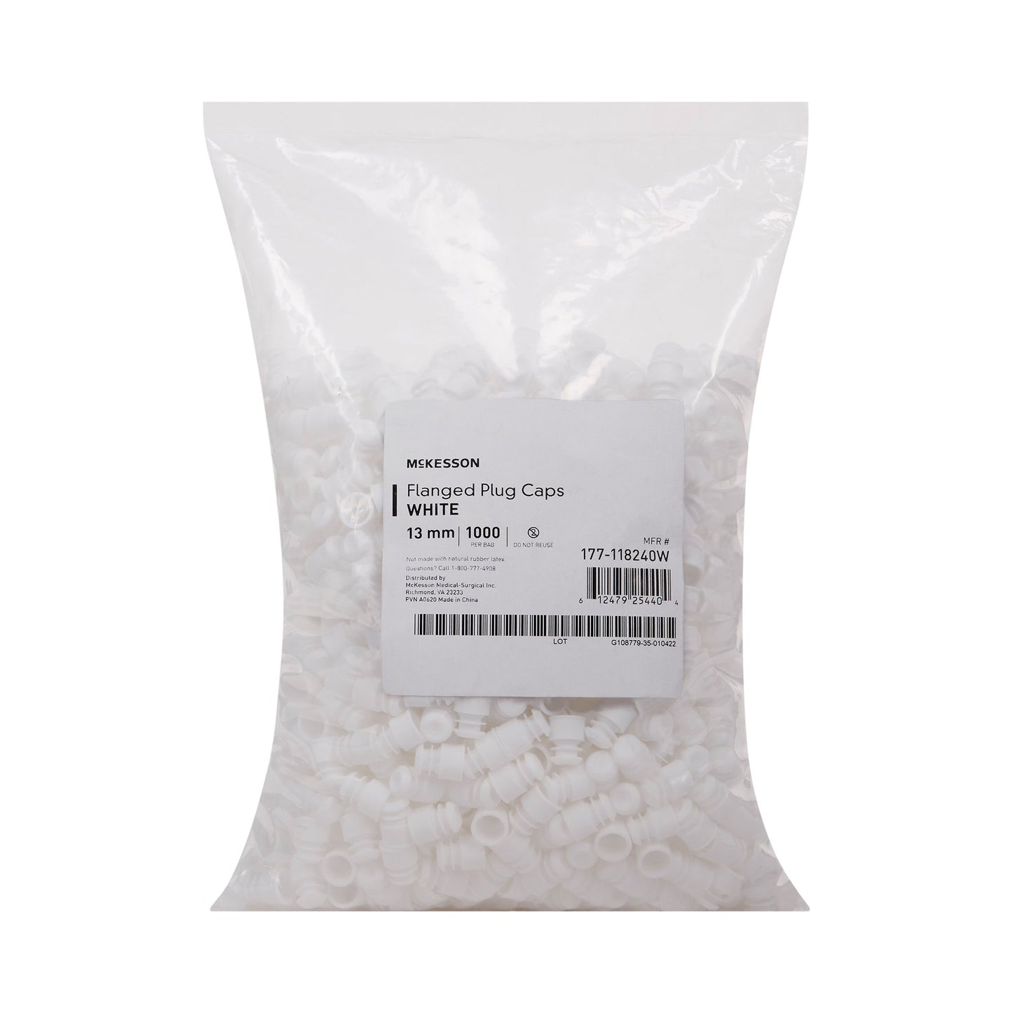CAP, VAC TUBE WHT 13MM