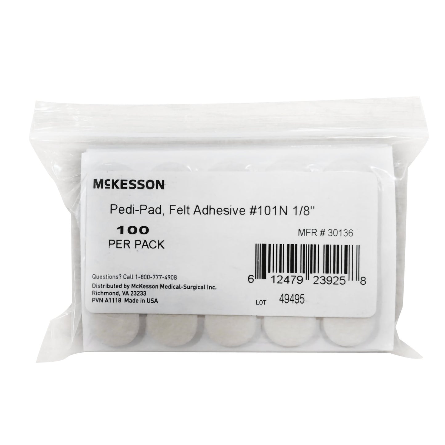 PEDI-PAD, FELT ADH WHT #101-NAARROW 1/8"
