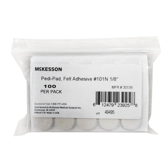 PEDI-PAD, FELT ADH WHT #101-NAARROW 1/8"