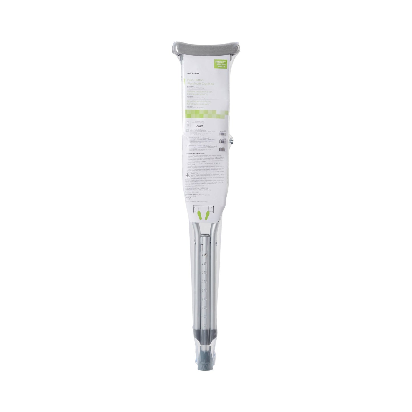 CRUTCH, ALUM PSH-BTN ADJ YTH 350LB