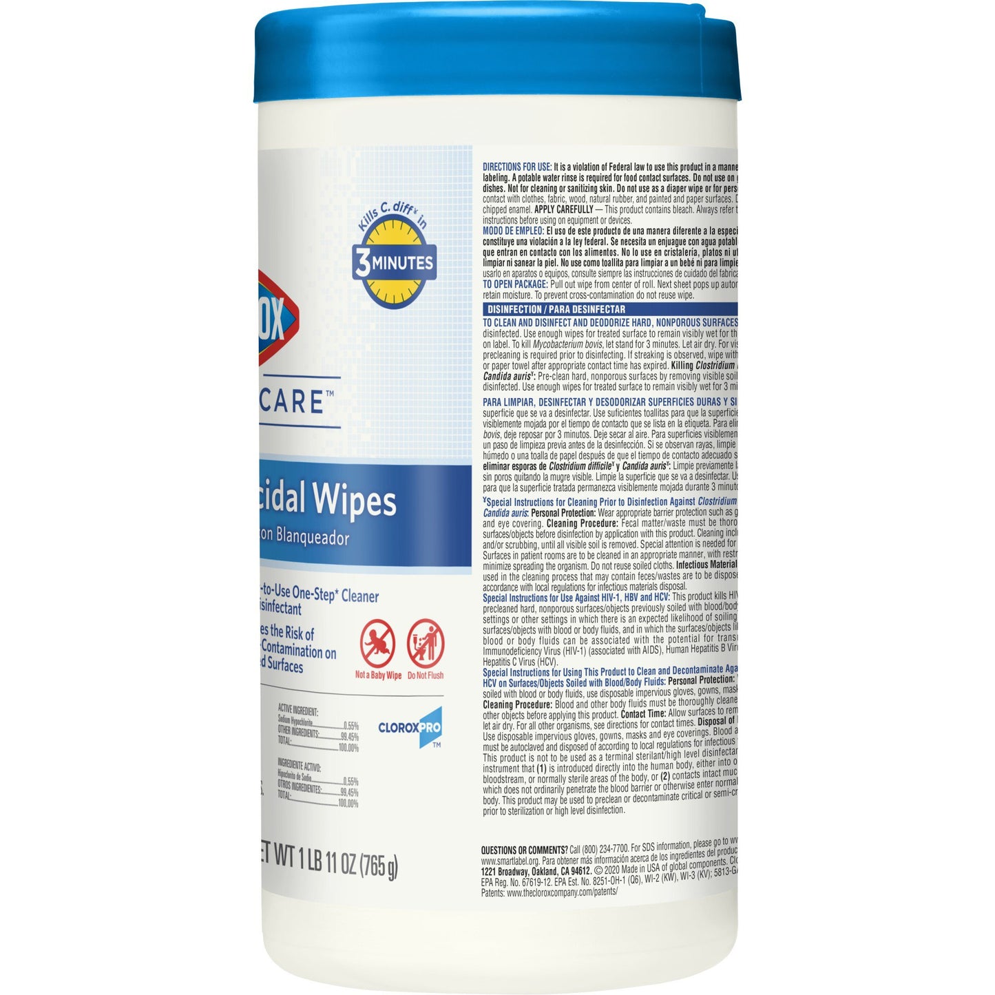 WIPE, CLOROX GERMICIDAL 5X6