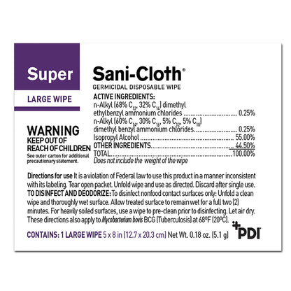 WIPE, SANI-CLOTH GERMICIDAL INDIVIDUAL WRAP 5X8