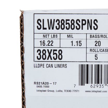 LINER, CAN CLR 1.15MIL 38"X58"60GL