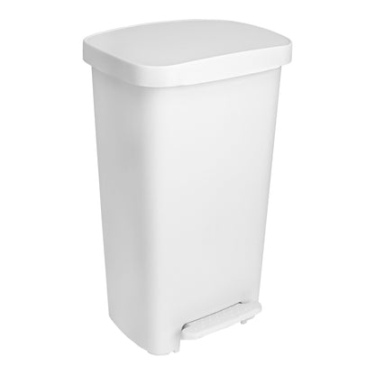 WASTECAN, STEP-ON RECTGL PLASWHT 52QT
