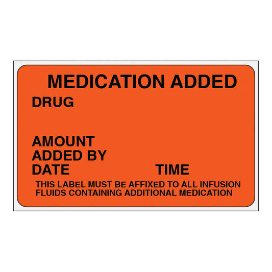 LABEL, MEDICATION ADDED FLUORSCENT RED